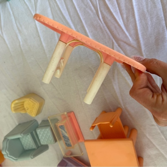 Vintage 1990s-Playskool: Victorian Dollhouse,Furniture  Vintage 1990 Playskool dollhouse furniture lot microwave tv table accessories